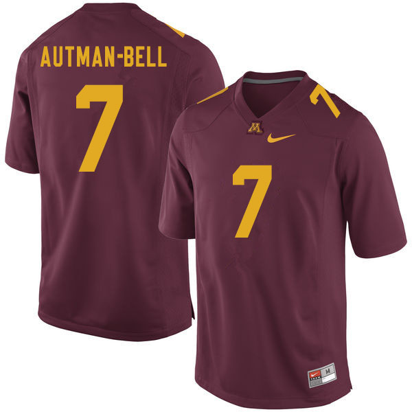 Men #7 Chris Autman-Bell Minnesota Golden Gophers College Football Jerseys Sale-Maroon
